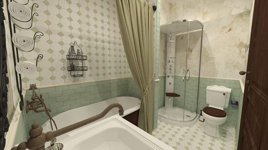 Фото № 1: Дизайн-проект совмещенного санузла 4.5  м² стиль Современная классика для ЖК Наследие