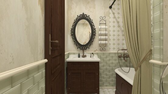 Фото № 3: Дизайн-проект совмещенного санузла 4.5  м² стиль Современная классика для ЖК Наследие