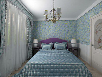 Фото № 1: Дизайн-проект спальни 12.3  м² стиль Прованс для ЖК Серебряные звоны-2