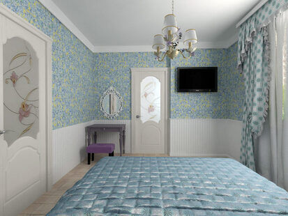 Фото № 2: Дизайн-проект спальни 12.3  м² стиль Прованс для ЖК Серебряные звоны-2