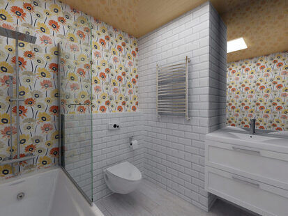 Фото № 1: Дизайн-проект совмещенного санузла 3.8  м² стиль Прованс для ЖК Серебряные звоны-2