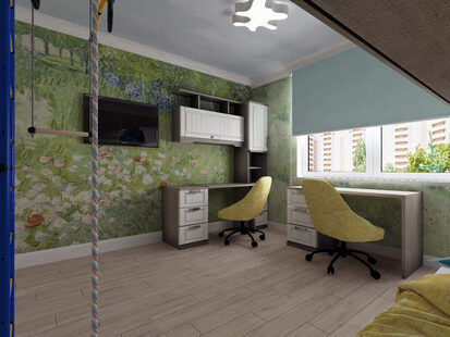 Фото № 2: Дизайн-проект детской 14.5  м² стиль Прованс для ЖК Серебряные звоны-2