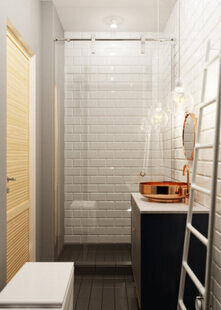 Фото № 2: Дизайн-проект совмещенного санузла 2.9  м² стиль Шведский для ЖК Серебряные звоны-2