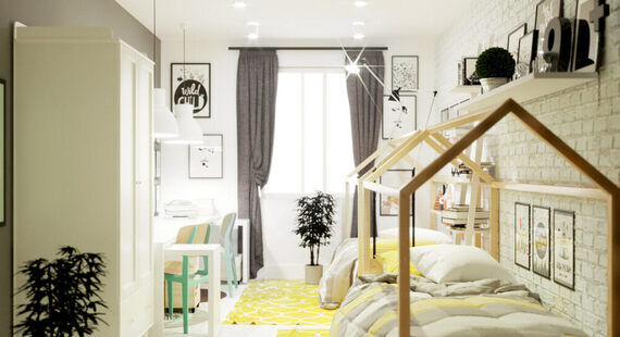 Детская: готовый дизайн проект в стиле "Шведский". Площадь 15.3 м² - фото №1