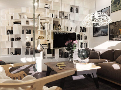 Фото № 2: Дизайн-проект зала 23.8  м² стиль Шведский для ЖК Серебряные звоны-2