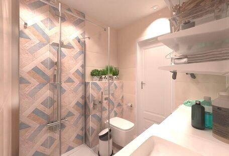 Фото № 1: Дизайн-проект совмещенного санузла 3.6  м² стиль Минимализм для ЖК Серебряные звоны-2