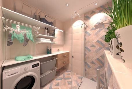 Фото № 2: Дизайн-проект совмещенного санузла 3.6  м² стиль Минимализм для ЖК Серебряные звоны-2