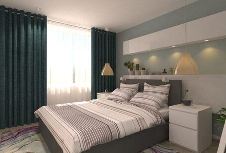 Фото № 1: Дизайн-проект спальни 11.8  м² стиль Минимализм для ЖК Серебряные звоны-2