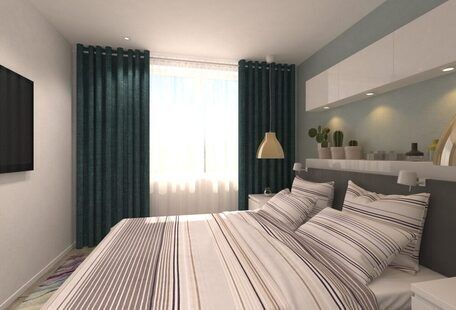 Фото № 2: Дизайн-проект спальни 11.8  м² стиль Минимализм для ЖК Серебряные звоны-2