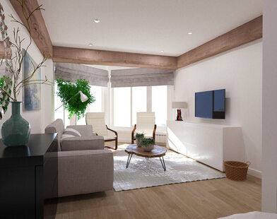 Фото № 5: Дизайн-проект двухкомнатной квартиры 77.6  м² стиль Модернизм для ЖК Урожайный