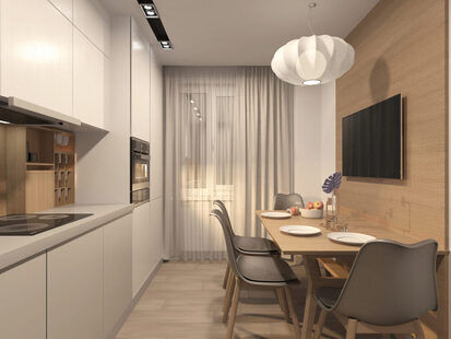 Фото № 6: Дизайн-проект трехкомнатной квартиры 90.9  м² Скандинавский стиль для ЖК Урожайный