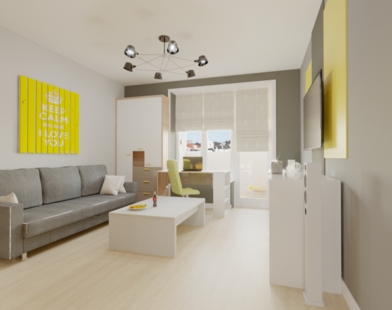 Фото № 1: Дизайн-проект квартиры-студии 35.1  м² стиль Минимализм для ЖК Серебряные звоны-2