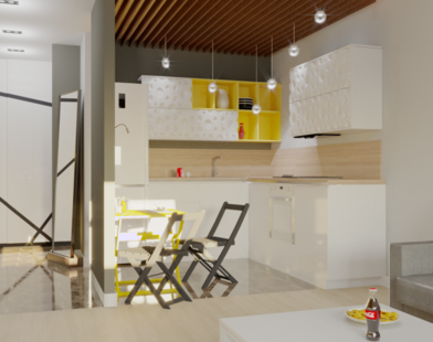 Фото № 2: Дизайн-проект квартиры-студии 35.1  м² стиль Минимализм для ЖК Серебряные звоны-2