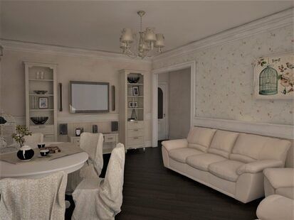 Фото № 4: Дизайн-проект трехкомнатной квартиры 75.5  м² стиль Прованс для ЖК Серебряные звоны-2