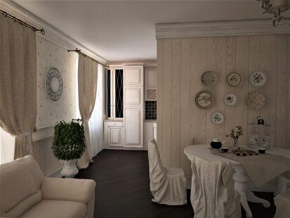 Фото № 2: Дизайн-проект трехкомнатной квартиры 75.5  м² стиль Прованс для ЖК Серебряные звоны-2