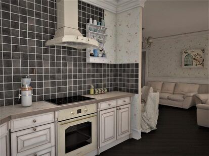 Фото № 5: Дизайн-проект трехкомнатной квартиры 75.5  м² стиль Прованс для ЖК Серебряные звоны-2