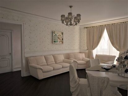 Фото № 6: Дизайн-проект трехкомнатной квартиры 75.5  м² стиль Прованс для ЖК Серебряные звоны-2