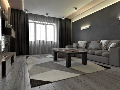 Фото № 1: Дизайн-проект зала 25.7  м² стиль Хай-тек для ЖК Мещера