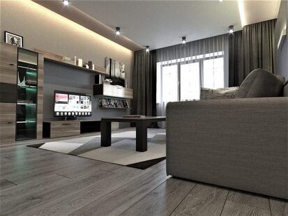 Фото № 2: Дизайн-проект зала 25.7  м² стиль Хай-тек для ЖК Мещера