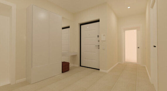 Прихожая: готовый дизайн проект в стиле "Минимализм". Площадь 12.4 м² - фото №1