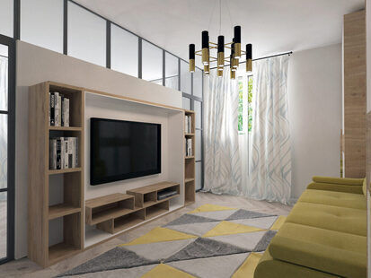 Фото № 5: Дизайн-проект однокомнатной квартиры 46.7  м² Скандинавский стиль для ЖК Летняя резиденция