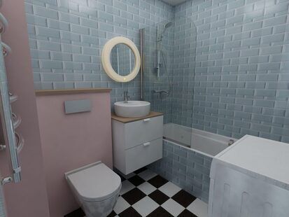 Фото № 4: Дизайн-проект однокомнатной квартиры 46.7  м² Скандинавский стиль для ЖК Летняя резиденция