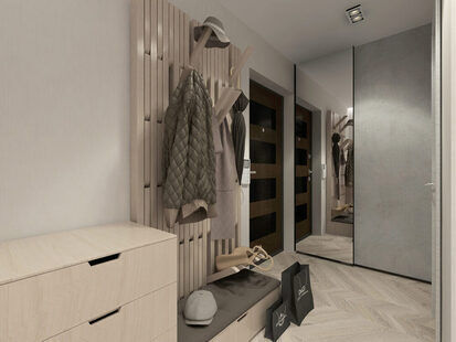 Фото № 3: Дизайн-проект однокомнатной квартиры 46.7  м² Скандинавский стиль для ЖК Летняя резиденция