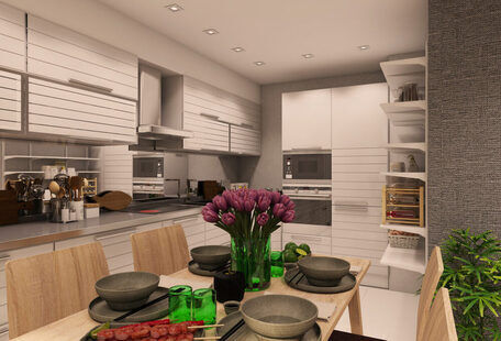 Фото № 1: Дизайн-проект двухкомнатной квартиры 47.6  м² стиль Минимализм для ЖК Серебряные звоны-2