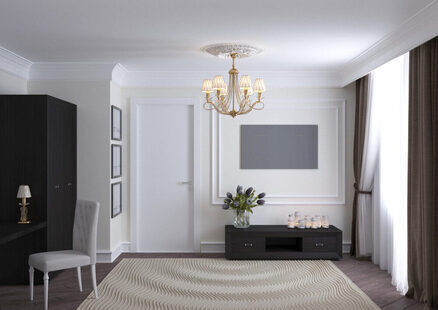 Фото № 4: Дизайн-проект зала 14.8  м² стиль Современная классика для ЖК Эверест