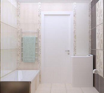 Фото № 2: Дизайн-проект совмещенного санузла 3.3  м² стиль Современная классика для ЖК Эверест