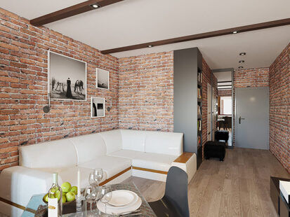 Фото № 1: Дизайн-проект квартиры-студии 27.3  м² стиль Лофт для ЖК Сурская ривьера