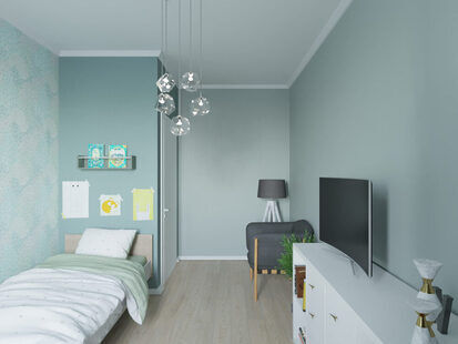 Фото № 5: Дизайн-проект трехкомнатной квартиры 72.3  м² стиль Модернизм для ЖК Фрегат