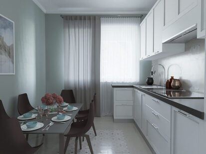 Фото № 2: Дизайн-проект трехкомнатной квартиры 72.3  м² стиль Модернизм для ЖК Фрегат