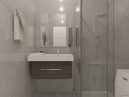 Фото № 4: Дизайн-проект трехкомнатной квартиры 72.3  м² стиль Модернизм для ЖК Фрегат