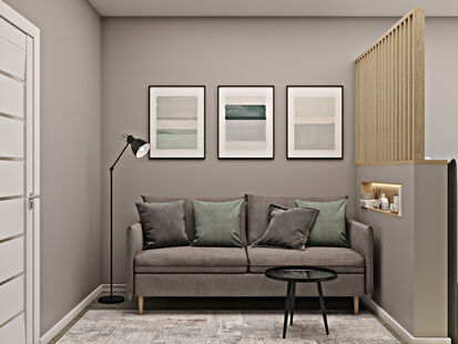 Фото № 5: Дизайн-проект однокомнатной квартиры 42.0  м² Современный стиль для ЖК Зеленые аллеи