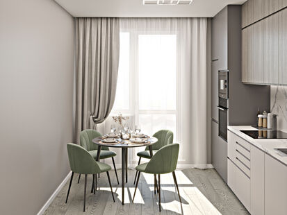 Фото № 1: Дизайн-проект однокомнатной квартиры 42.0  м² Современный стиль для ЖК Зеленые аллеи