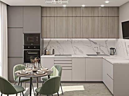 Фото № 3: Дизайн-проект однокомнатной квартиры 42.0  м² Современный стиль для ЖК Зеленые аллеи