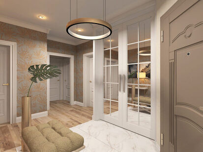 Фото № 1: Дизайн-проект прихожей 16.1  м² стиль Современная классика для ЖК BRAER PARK