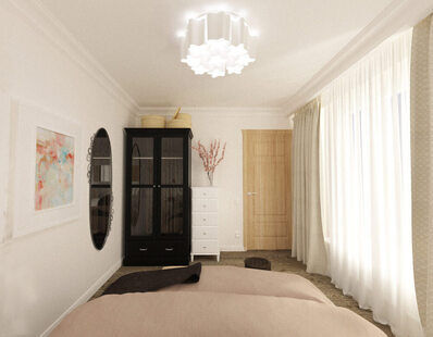 Фото № 2: Дизайн-проект спальни 11.6  м² стиль Шведский для ЖК Серебряные звоны-2