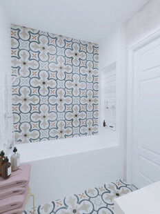 Фото № 2: Дизайн-проект совмещенного санузла 4.3  м² стиль Шведский для ЖК Серебряные звоны-2