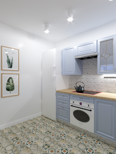 Фото № 1: Дизайн-проект кухни 7.8  м² Скандинавский стиль для ЖК Серебряные звоны-2