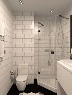 Фото № 2: Дизайн-проект совмещенного санузла 4.2  м² Скандинавский стиль для ЖК Серебряные звоны-2