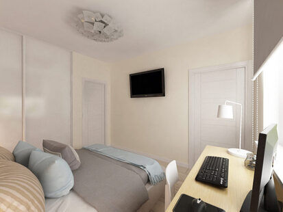 Фото № 2: Дизайн-проект спальни 13.5  м² Скандинавский стиль для ЖК Серебряные звоны-2