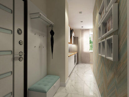 Фото № 1: Дизайн-проект прихожей 4.6  м² Скандинавский стиль для ЖК Серебряные звоны-2