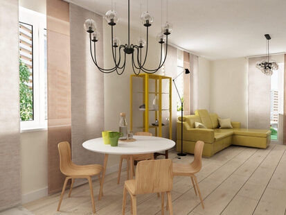 Фото № 1: Дизайн-проект кухни-гостиной 28.7  м² Скандинавский стиль для ЖК Серебряные звоны-2