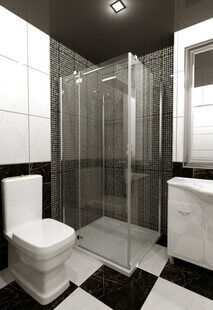 Фото № 2: Дизайн-проект совмещенного санузла 4.8  м² стиль Модернизм для ЖК Серебряные звоны-2