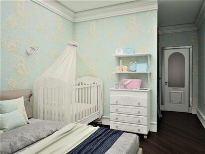 Фото № 1: Дизайн-проект спальни 13.5  м² стиль Прованс для ЖК Серебряные звоны-2