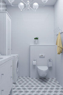 Фото № 1: Дизайн-проект совмещенного санузла 5.2  м² стиль Шведский для ЖК Серебряные звоны-2