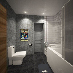 Фото № 2: Дизайн-проект совмещенного санузла 5.0  м² стиль Модернизм для ЖК Серебряные звоны-2