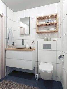 Фото № 1: Дизайн-проект совмещенного санузла 4.8  м² стиль Шведский для ЖК Серебряные звоны-2